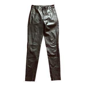 ZARA-BLACK FAUX LEATHER PANTS-SIZE XS